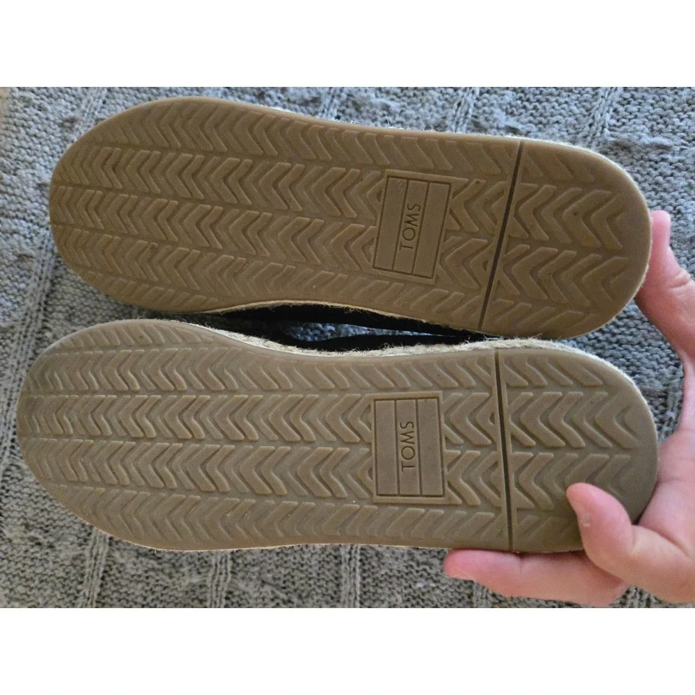 TOMS Black Suede Alpargata Espadrille Slip On Flats Women Size 10